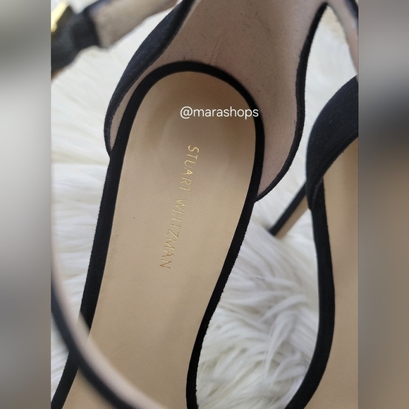 Stuart Weitzman Nudistcurve 100 Black Ankle Strap Suede Sandal - Picture 7 of 9